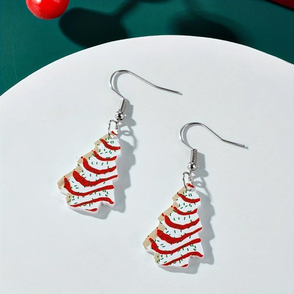 Women Handmade Bead Tree Santa Clause Wreath Candy Cane Drop Dangle Earrings - Picture 6 of 6